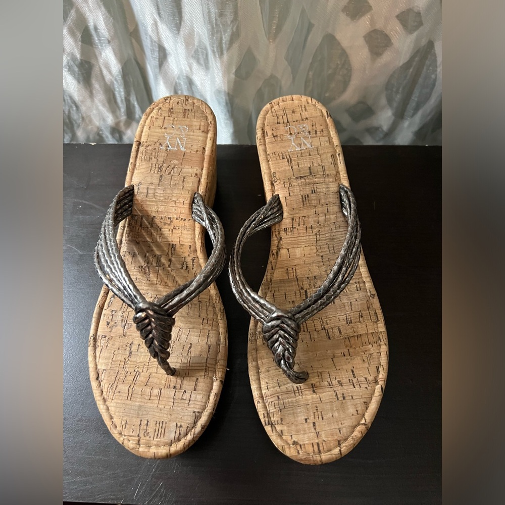 New York & Company High wedge flip flop size 9
